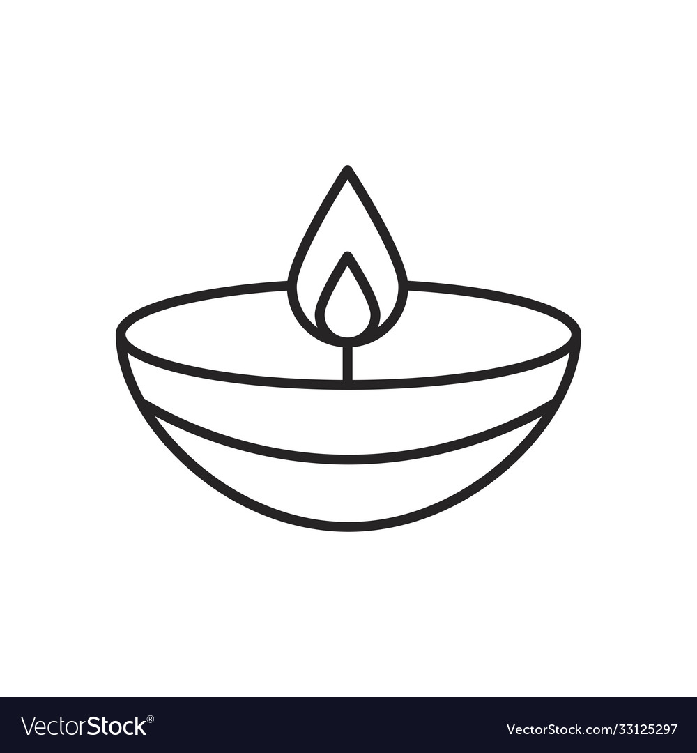 Navratri candle style line icon Royalty Free Vector Image