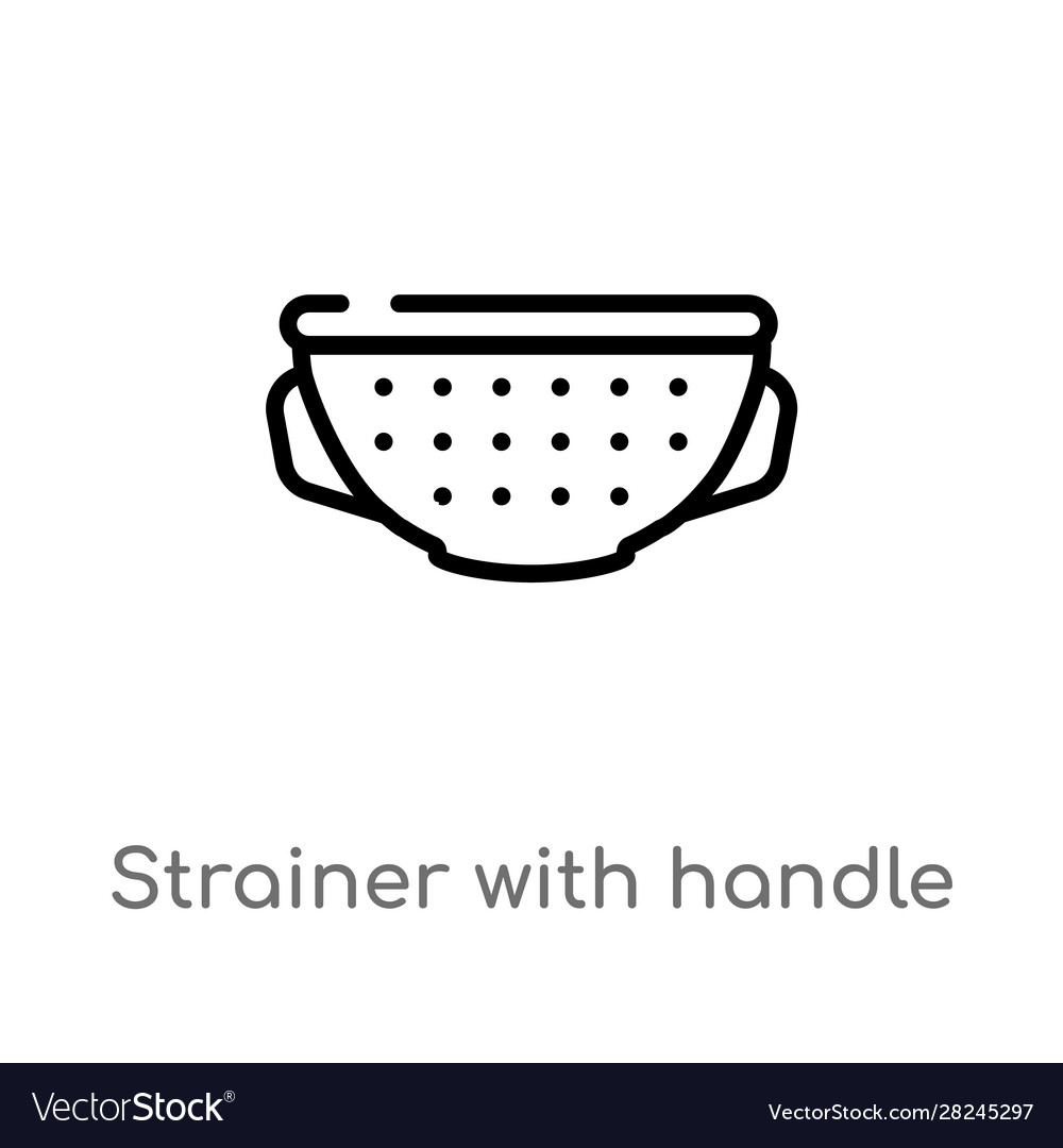 Outline Strainer With Handle Icon Isolated Black Vector Image 5839