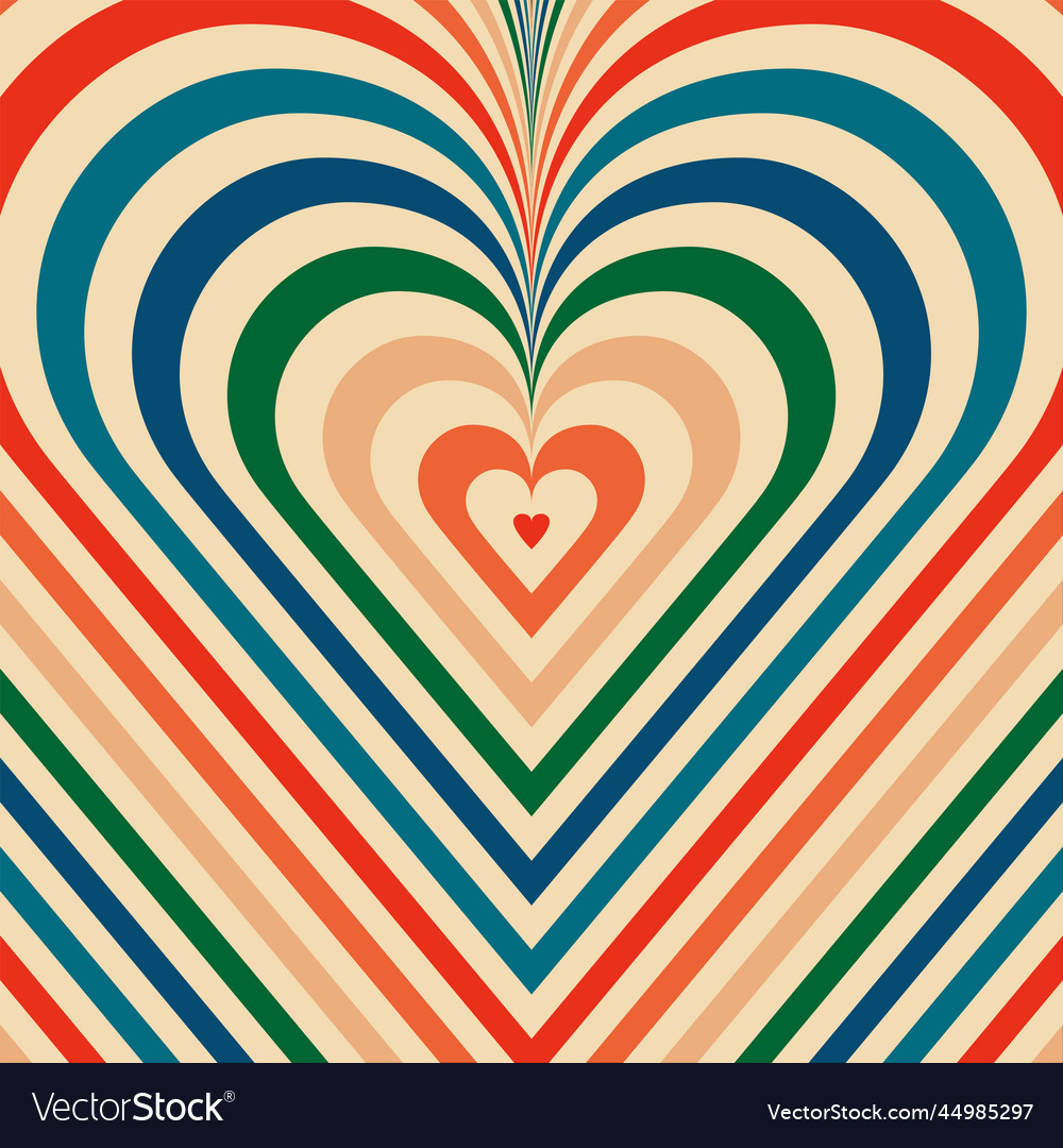 Psychedelic retro groove background shape heart Vector Image