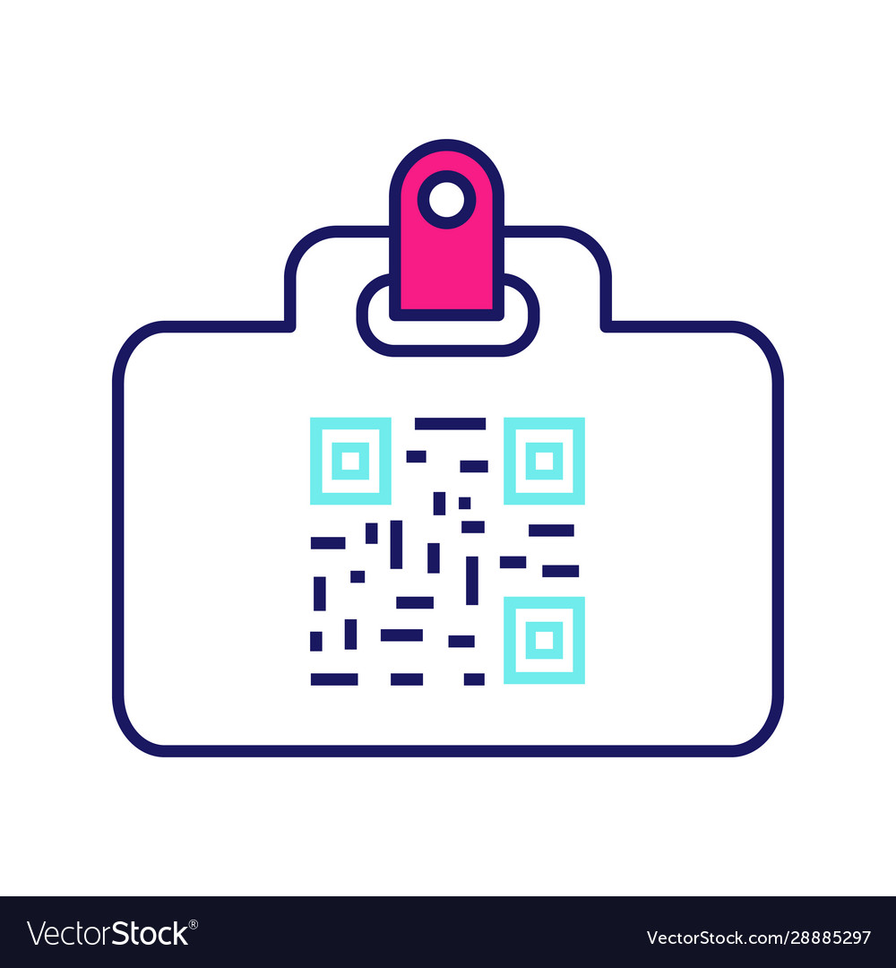 Qr code identification card color icon vector image Qr code identification card color icon