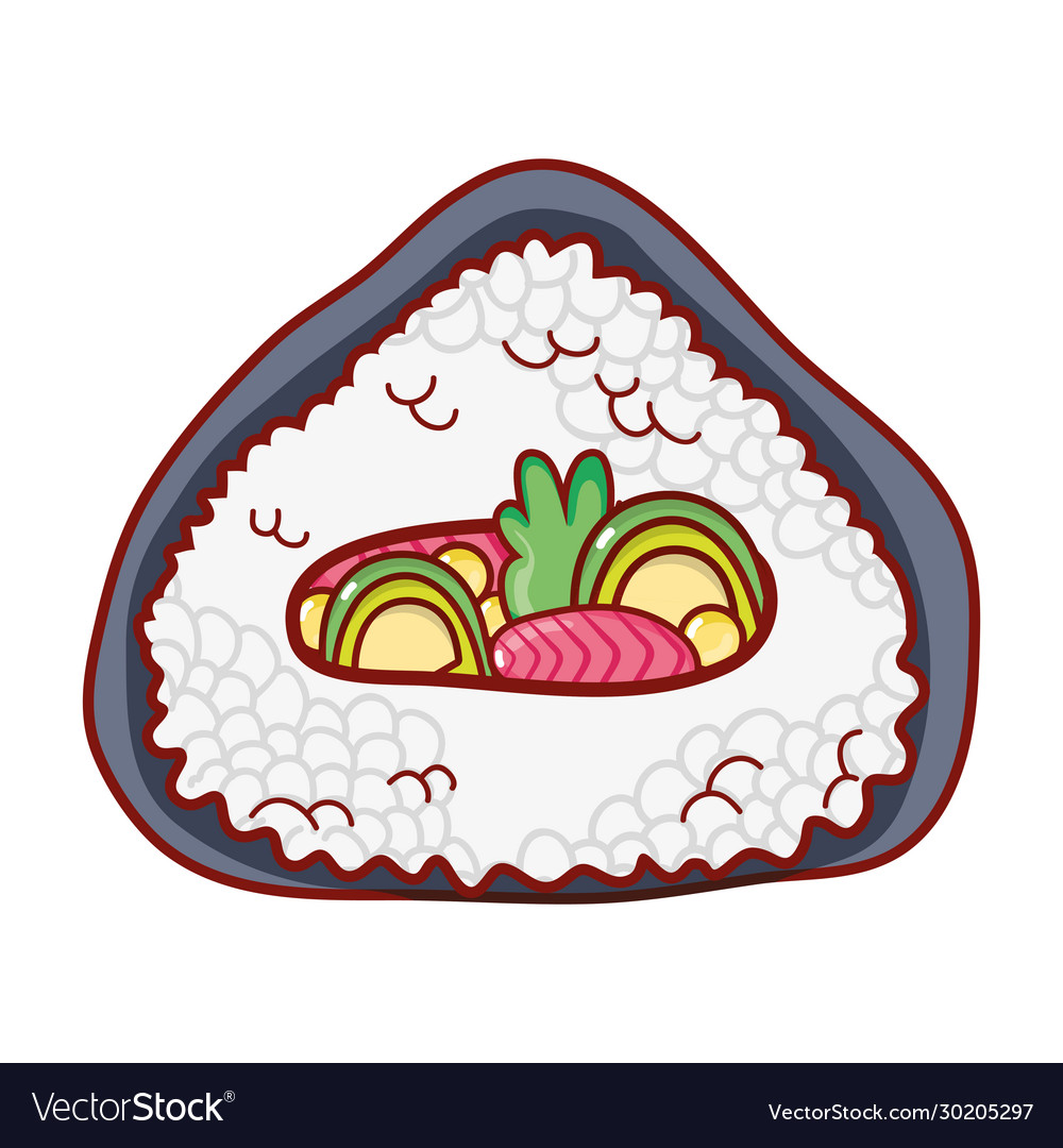 Rice roll vegetables food japanese menu cartoon