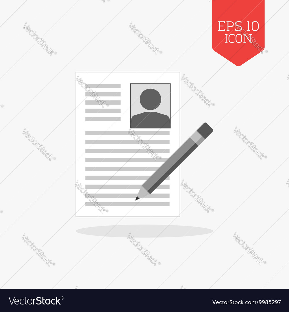 signing resume icon flat design gray color symbol vector image flat design resume