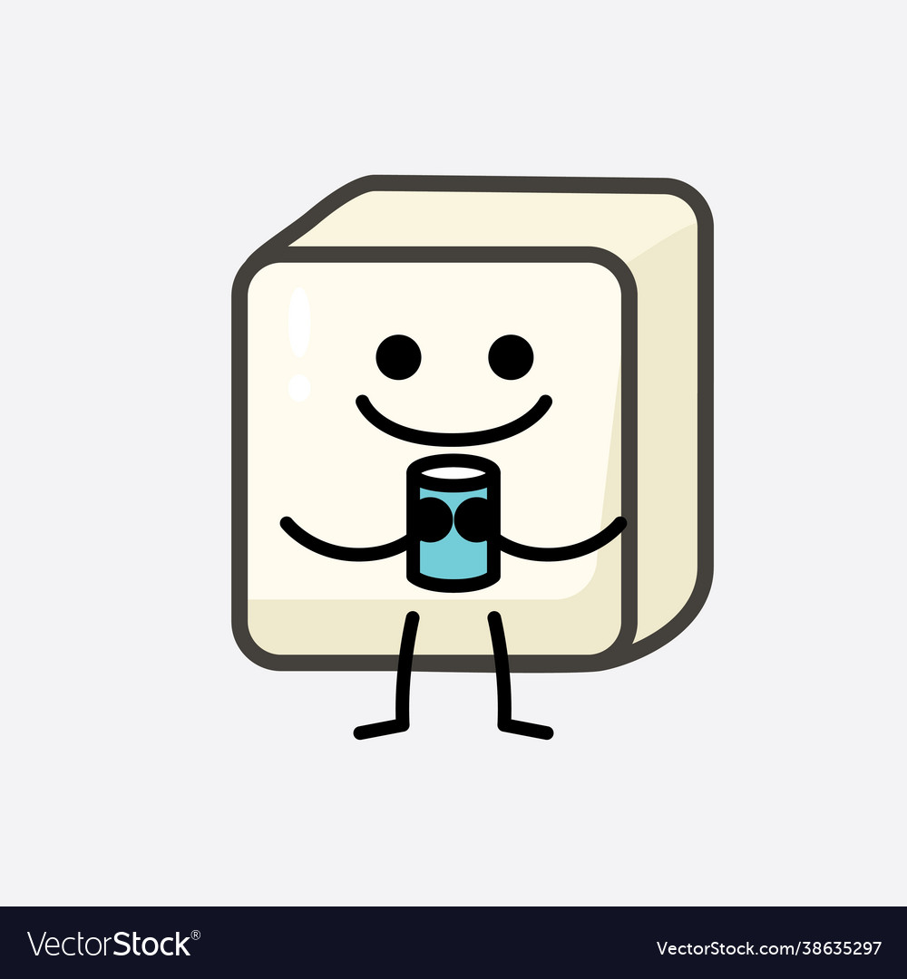 Tofu character with cute face and simple body