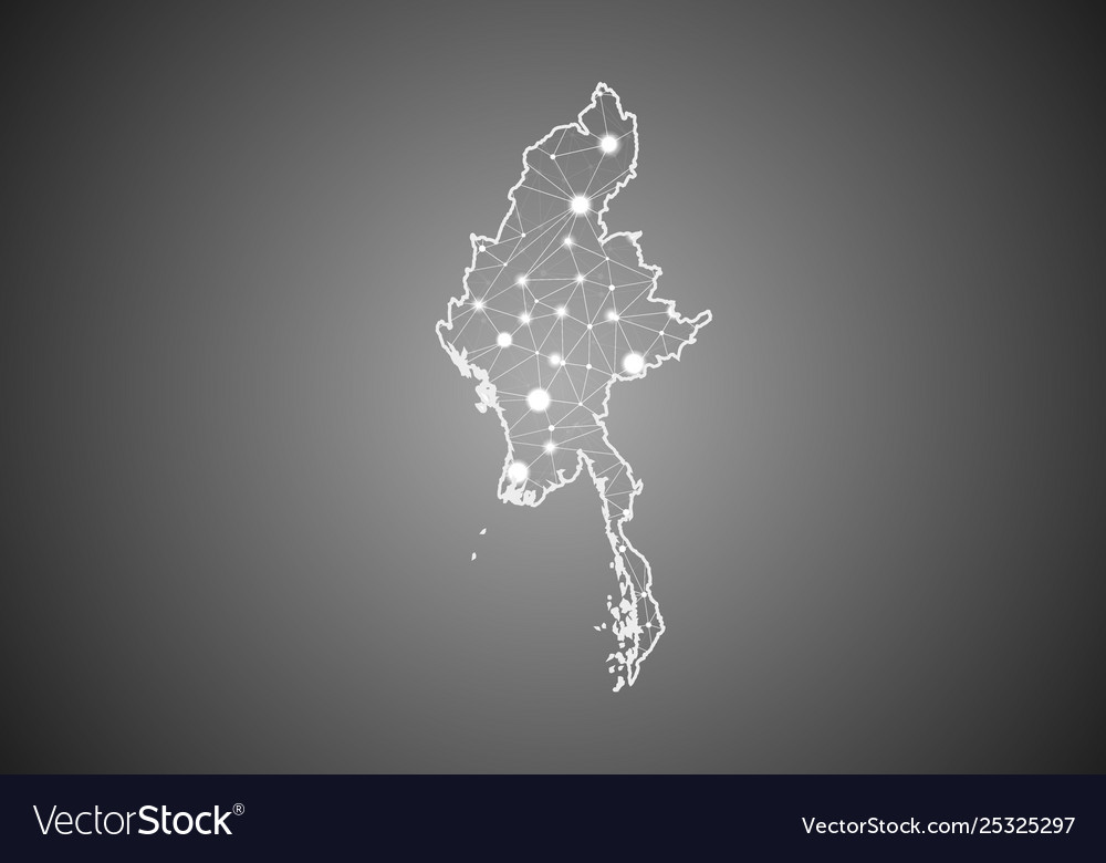 Wireframe mesh polygonal myanmar map abstract vector image Wireframe mesh polygonal myanmar map abstract