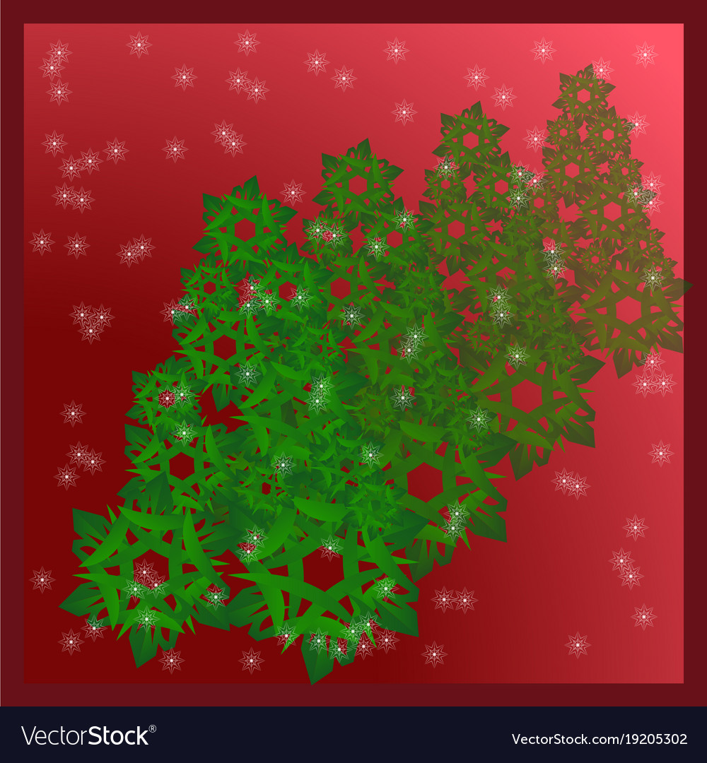 Christmas tree of snowflakes on a red background