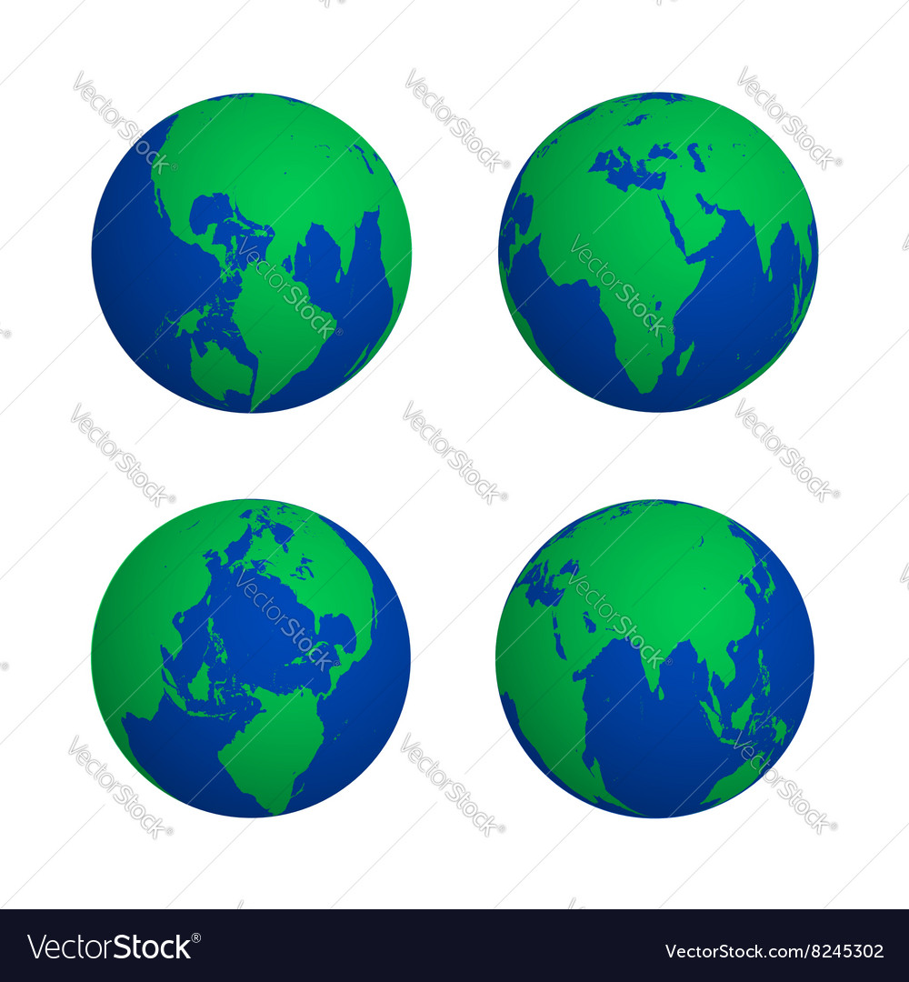 Colorful globe various view set Royalty Free Vector Image