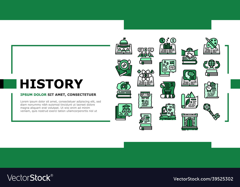 History learn educational lesson landing header vector image History learn educational lesson landing header