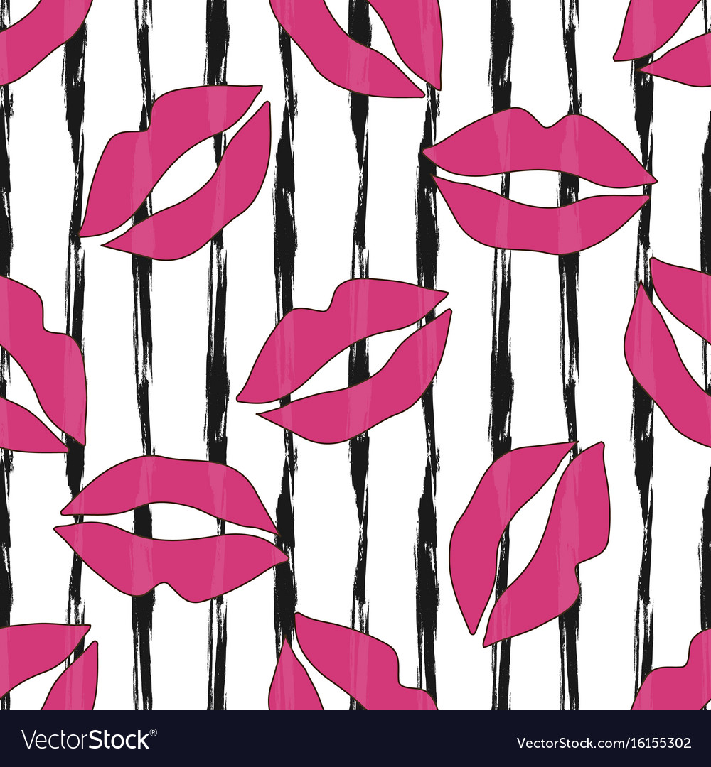 Lipstick kiss print fashion seamless pattern