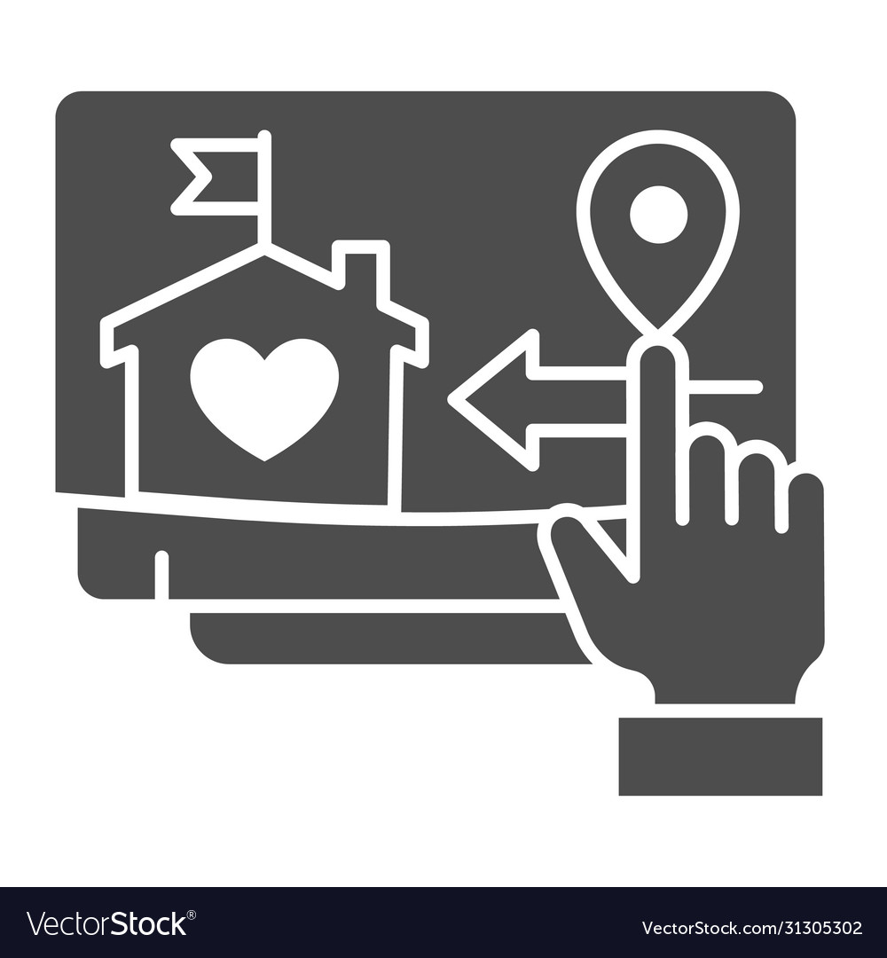Monitor and hand pointer solid icon smart home vector image Monitor and hand pointer solid icon smart home