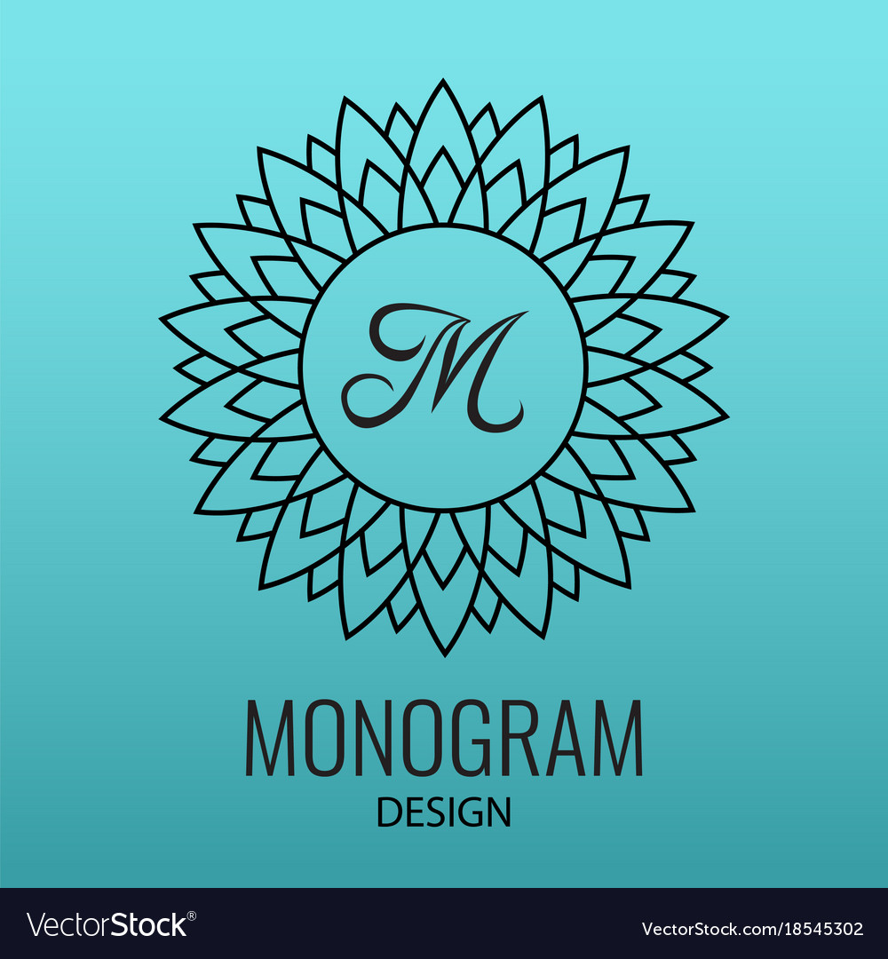 Round black emblem with the letter m on green