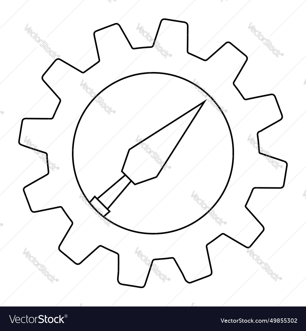 Simple of chisel icon in gear for app or web vector image Simple of chisel icon in gear for app or web