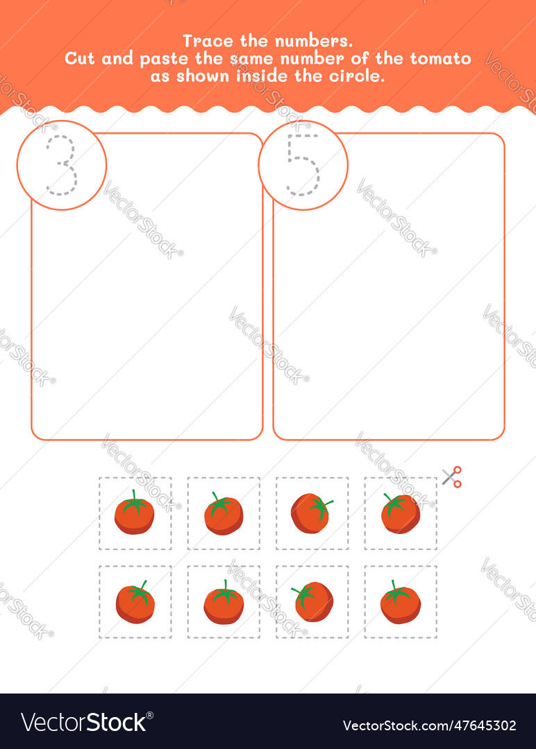 Three and five counting tracing number vector image Three and five counting tracing number