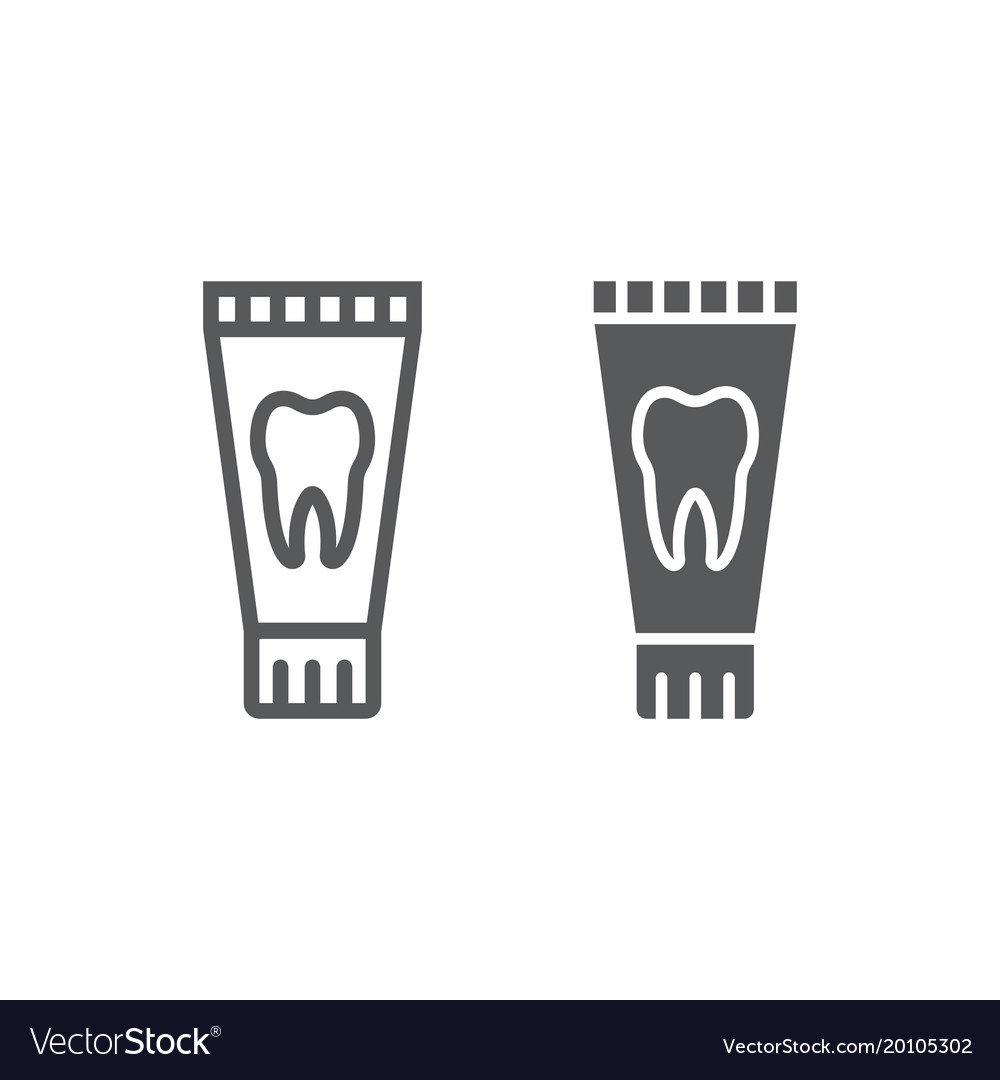 Toothpaste tube line and glyph icon stomatology