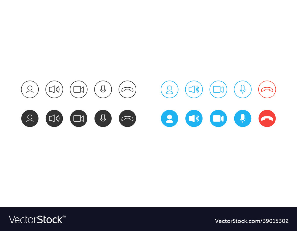 Video call icons set user interface cal vector image Video call icons set user interface cal