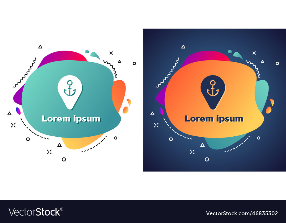 White map pointer with anchor icon isolated vector image White map pointer with anchor icon isolated