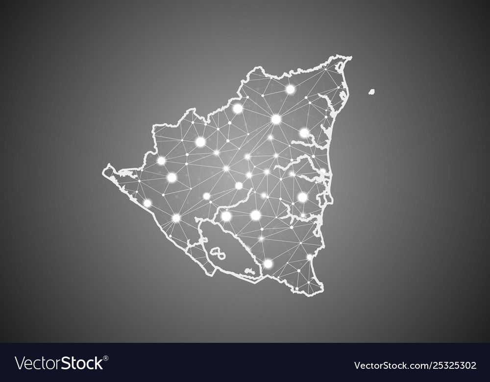 Wireframe mesh polygonal nicaragua map