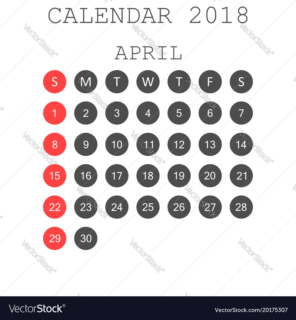 April 2018 calendar planner design