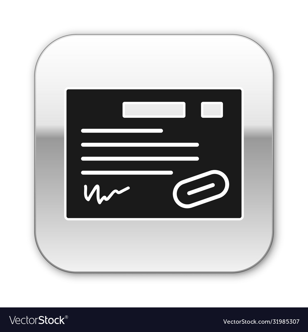 Black warranty certificate template icon isolated