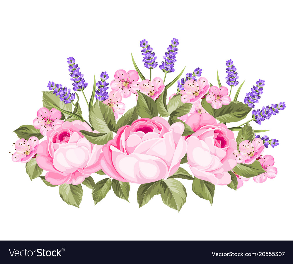 Download Blooming spring flowers garland Royalty Free Vector Image