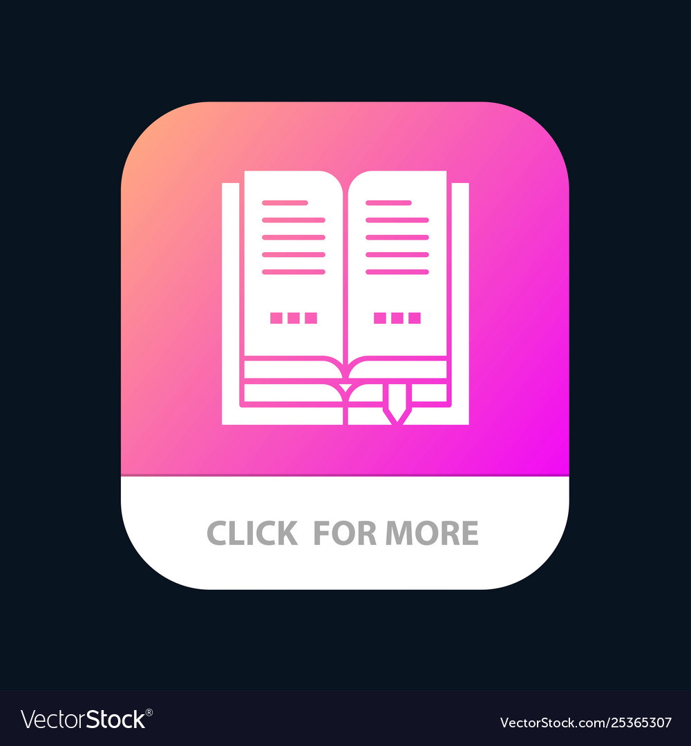 Book education open mobile app button android vector image Book education open mobile app button android