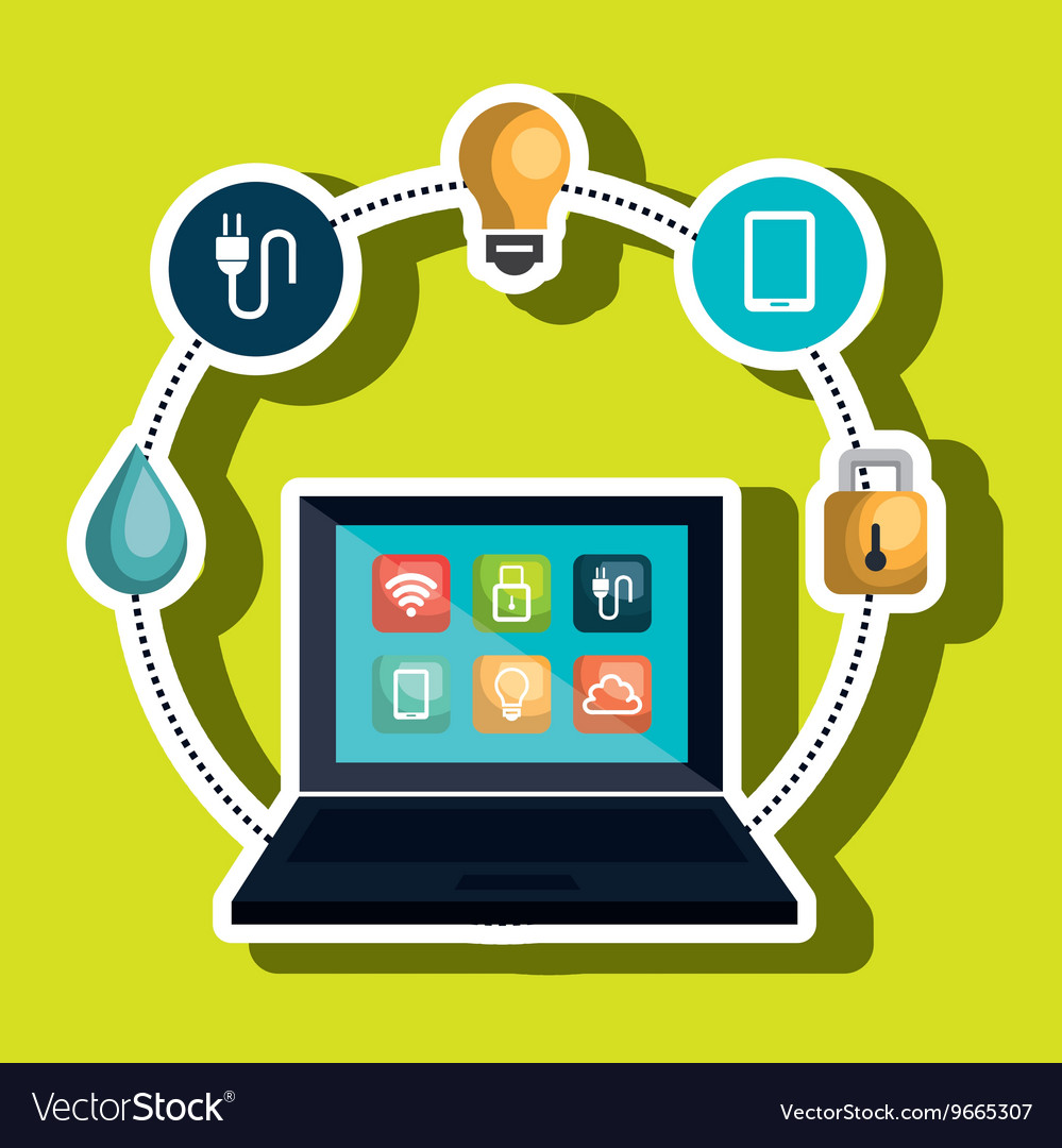 Computer laptop with menu settings isolated icon
