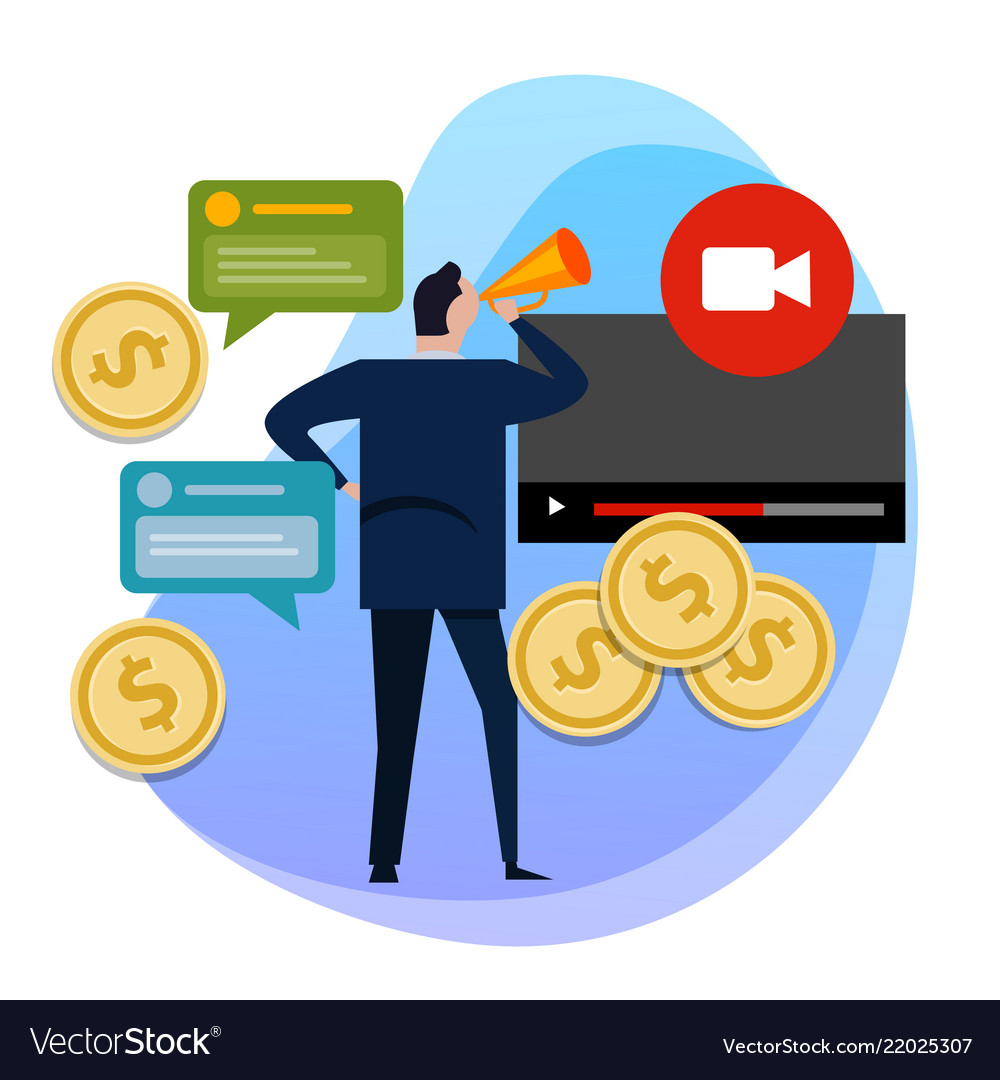 Concept of monetization of the video making Vector Image