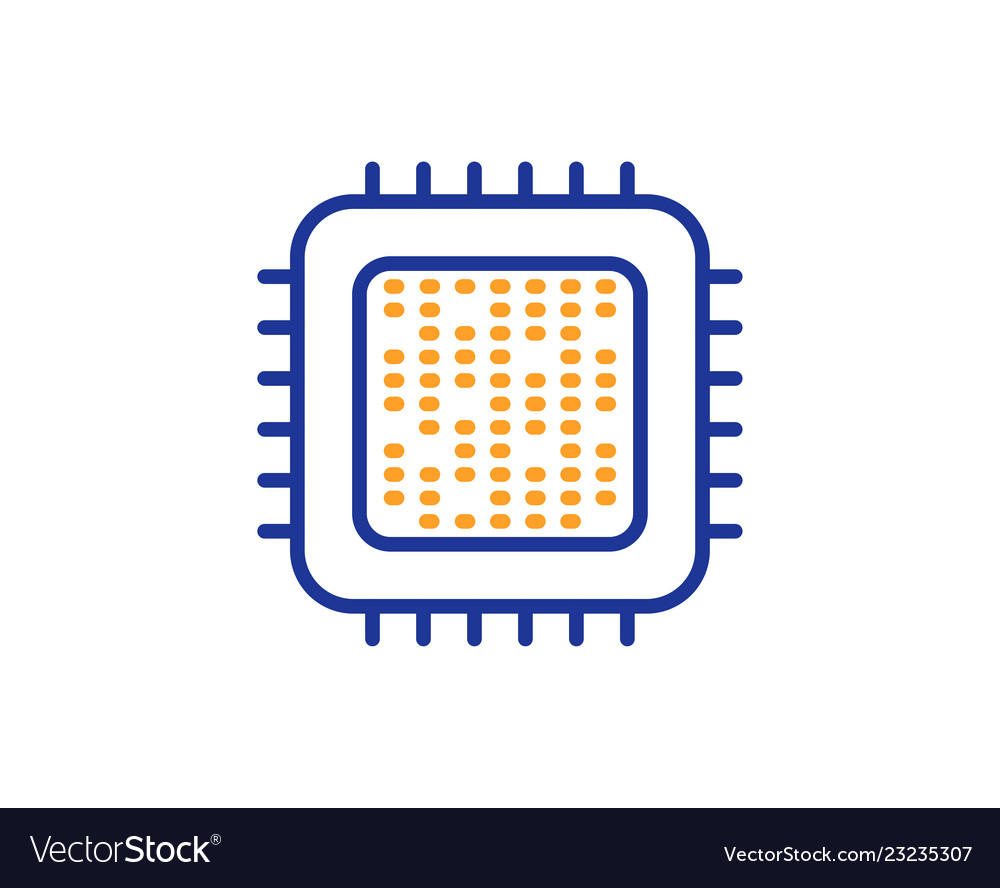 Cpu processor line icon computer component sign