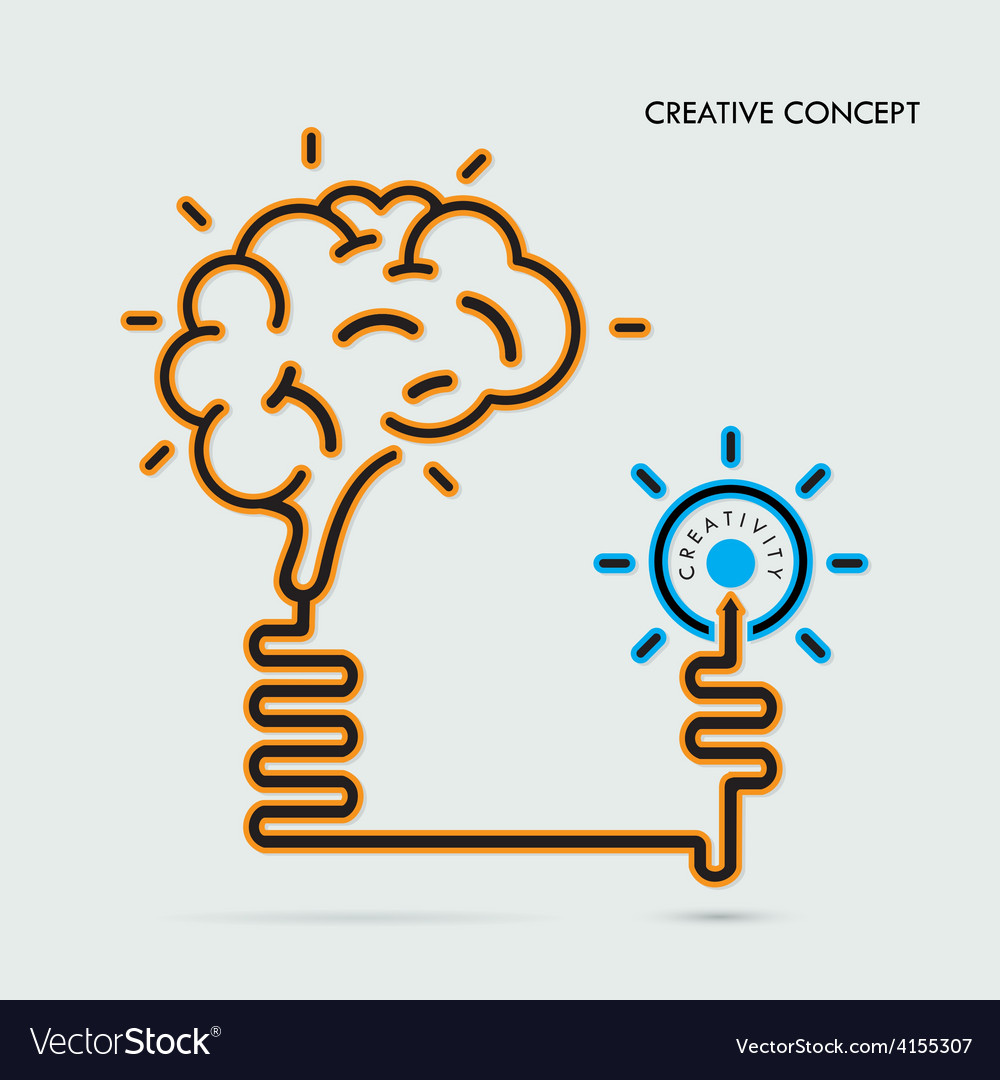 Creative brain idea and light bulb concept