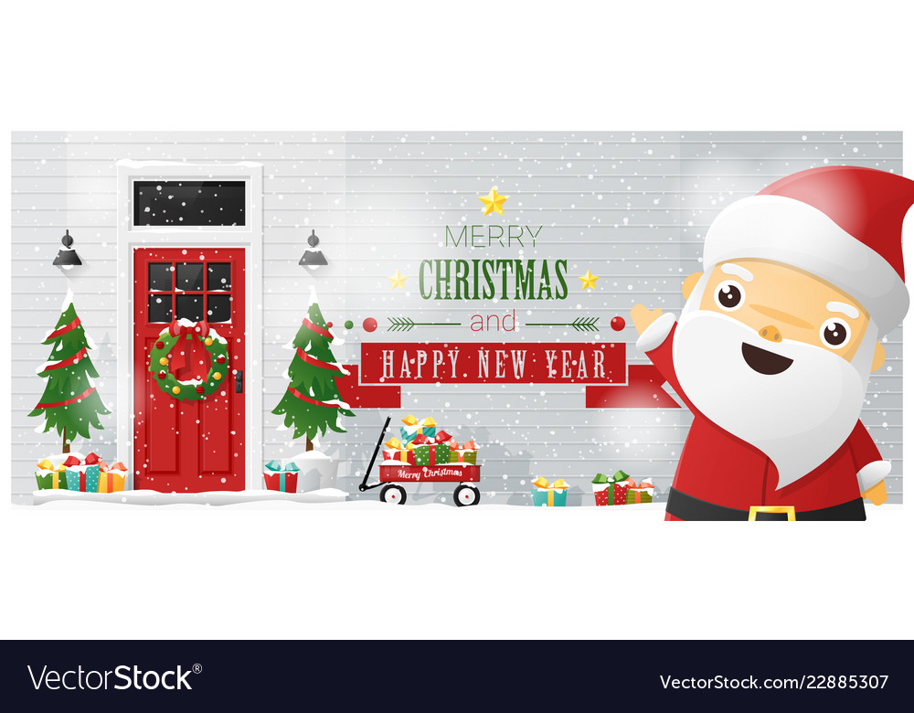 Decorated Front Door And Vector Image