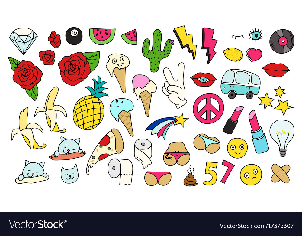 Fashion patch badges set Royalty Free Vector Image