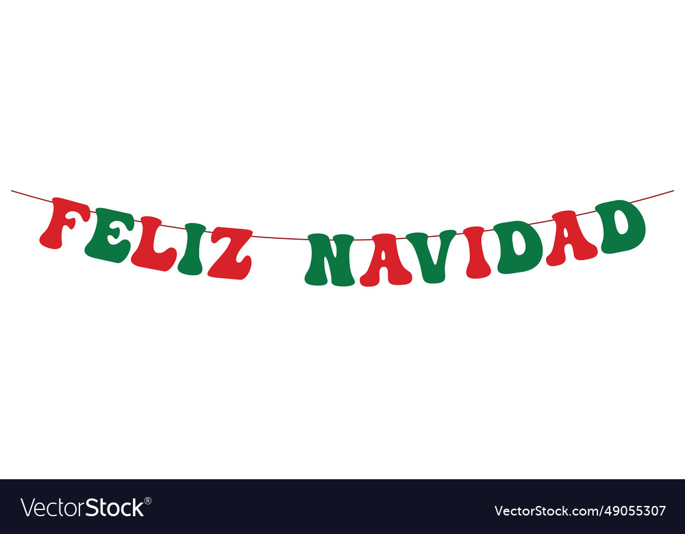 Feliz navidad banner green and red big letters Vector Image