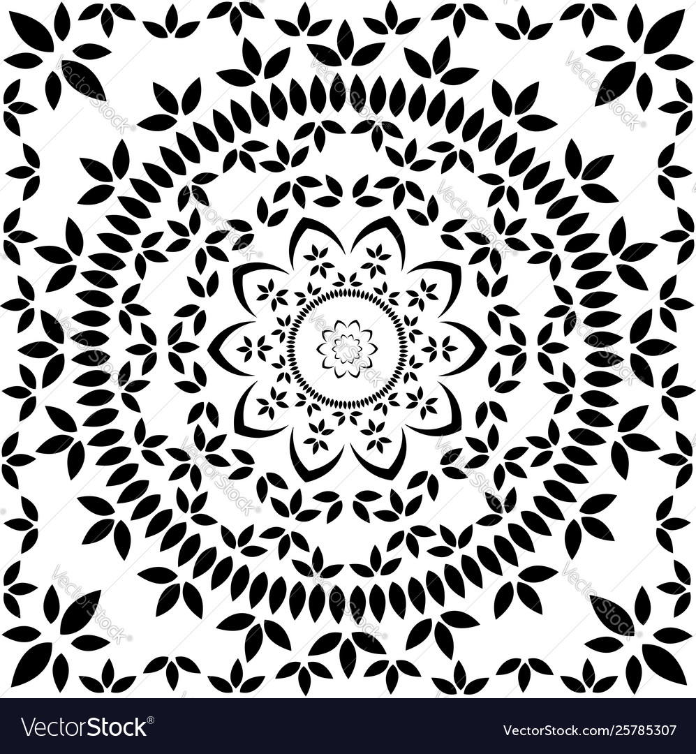 Floral mandala in black and white