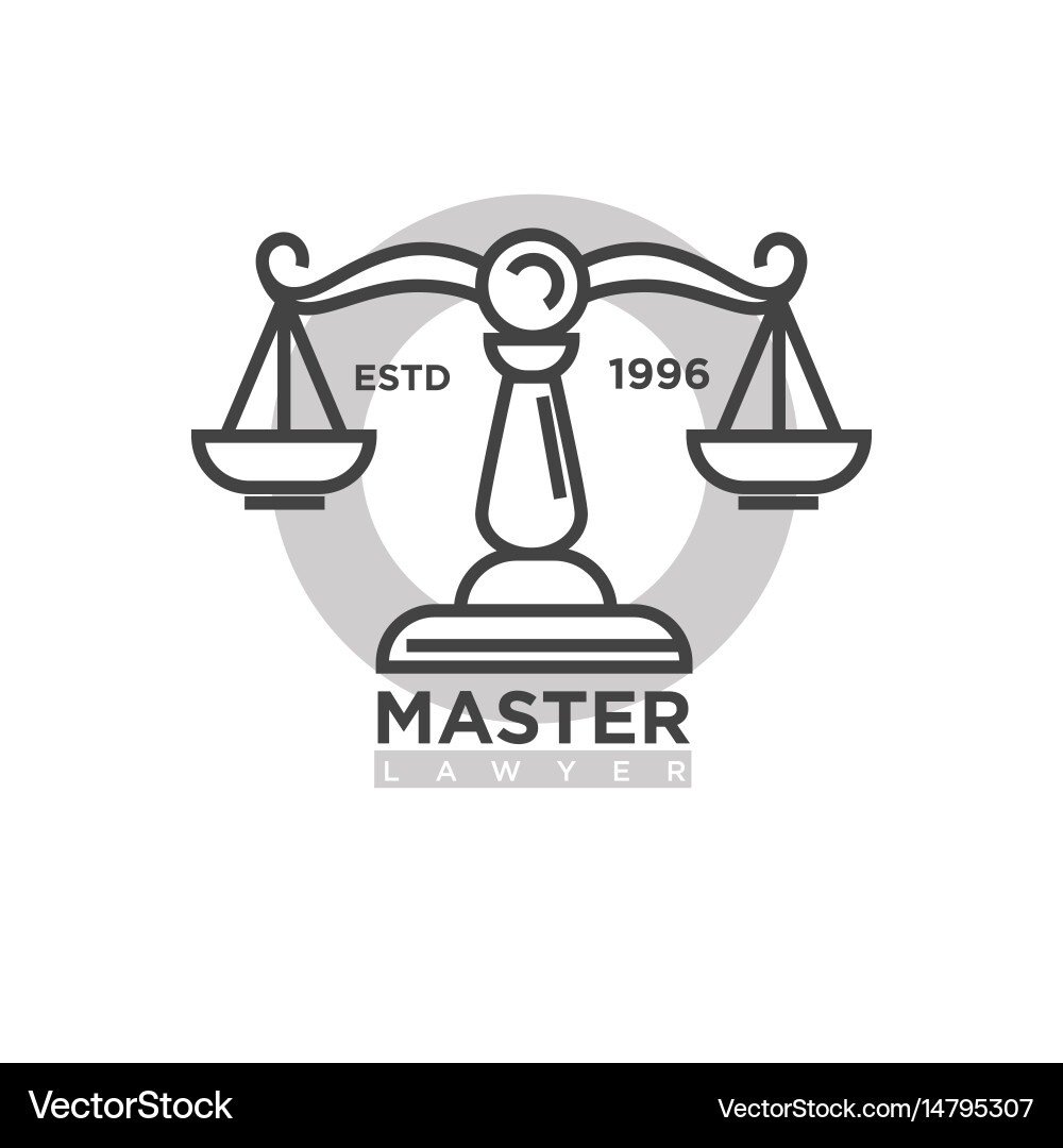 Master lawyer organization emblem with antique Vector Image