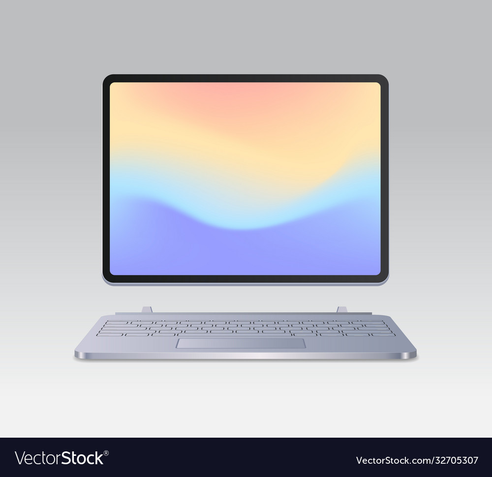 Modern tablet computer with keyboard and colored vector image Modern tablet computer with keyboard and colored