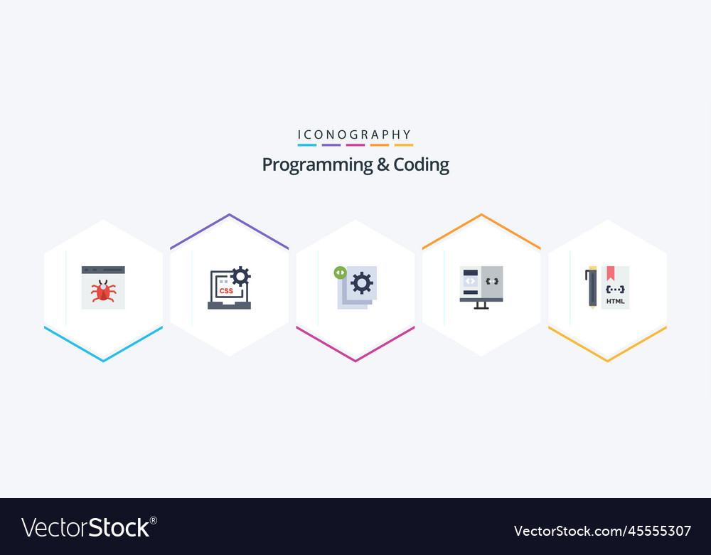Programming and coding 25 flat icon pack