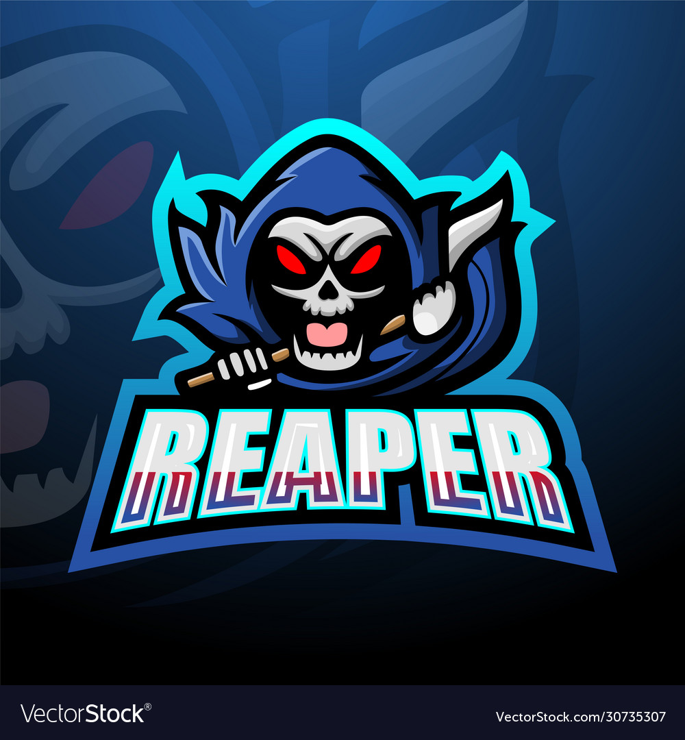 Reaper skull mascot esport logo design Royalty Free Vector