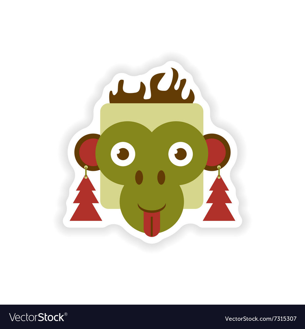 Stylish paper sticker on white background monkey