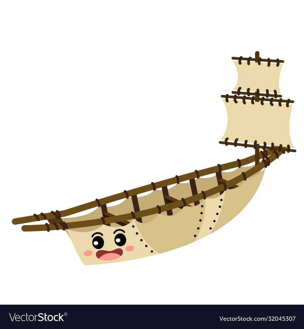 Umiak transportation cartoon character Royalty Free Vector