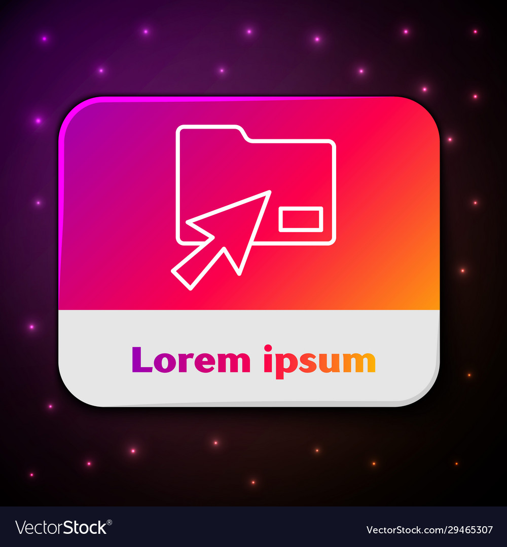 Weiße Linie Cursor klicken Dokumentordner-Symbol vector image Weiße Linie Cursor klicken Dokumentordner-Symbol