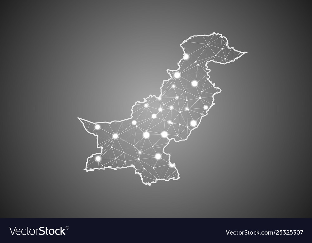 Wireframe mesh polygonal pakistan map abstrakt