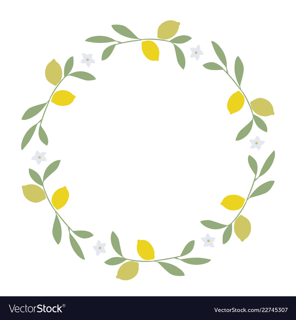 Wreath of leaves lemon and blossoms