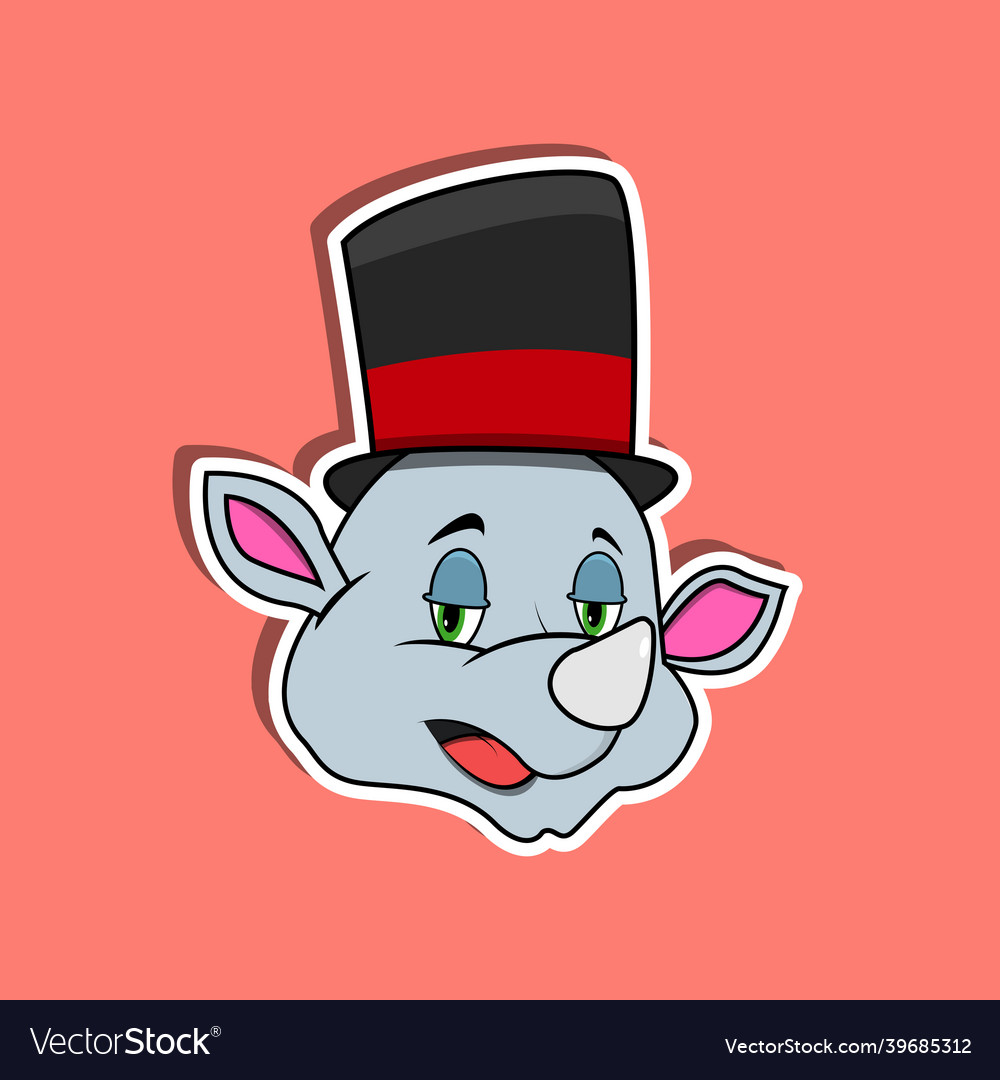 Animal face sticker with rhinoceros wearing