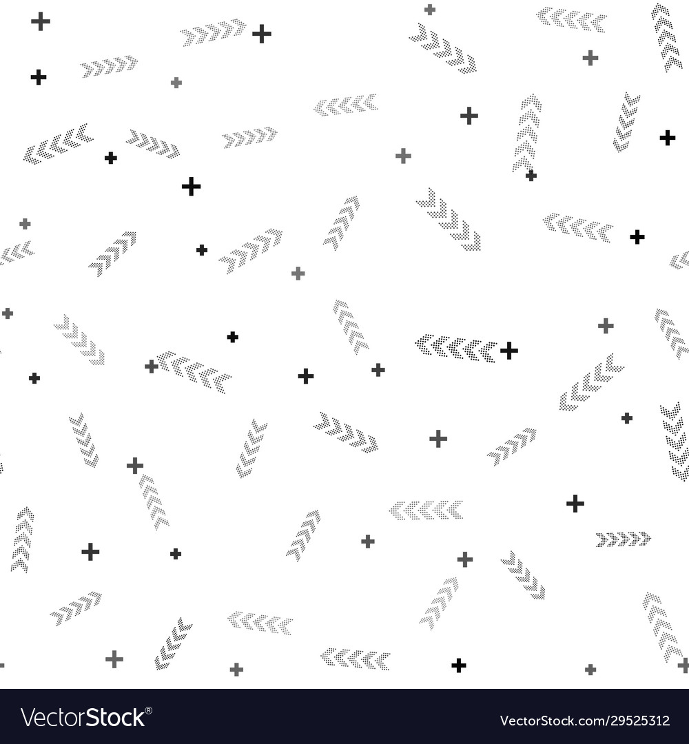 Black dots arrow icon isolated seamless pattern vector image Black dots arrow icon isolated seamless pattern
