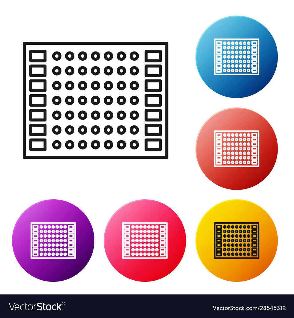 Black line printed circuit board pcb icon isolated