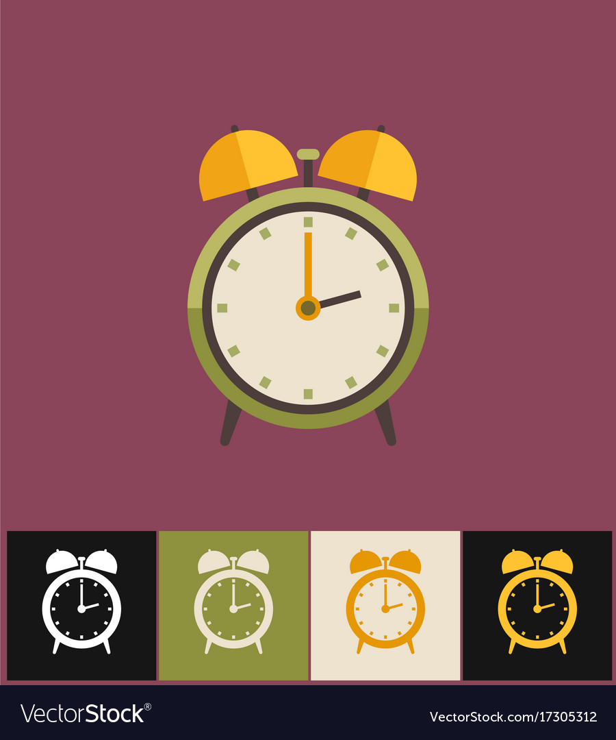 Clock icon flat green analog Royalty Free Vector Image