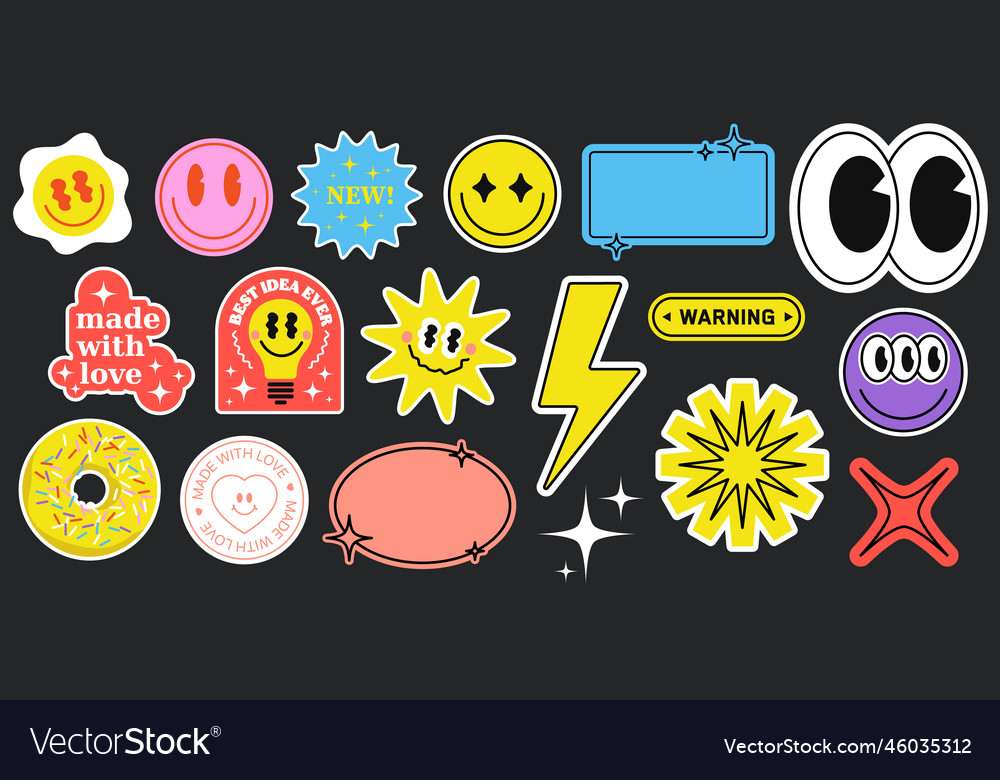 Decals stickers set of funny laptop stickers Vector Image