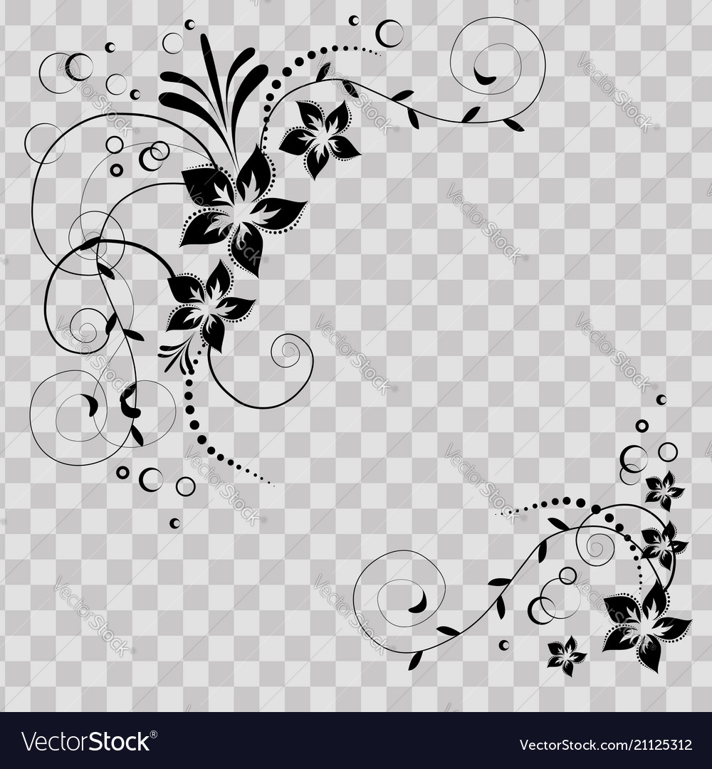 Download Flower corner in black flowers on Royalty Free Vector Image