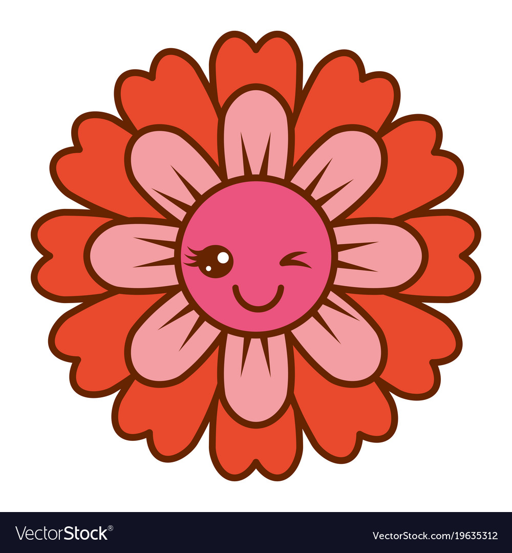 Flower kawaii cartoon cute petals Royalty Free Vector Image