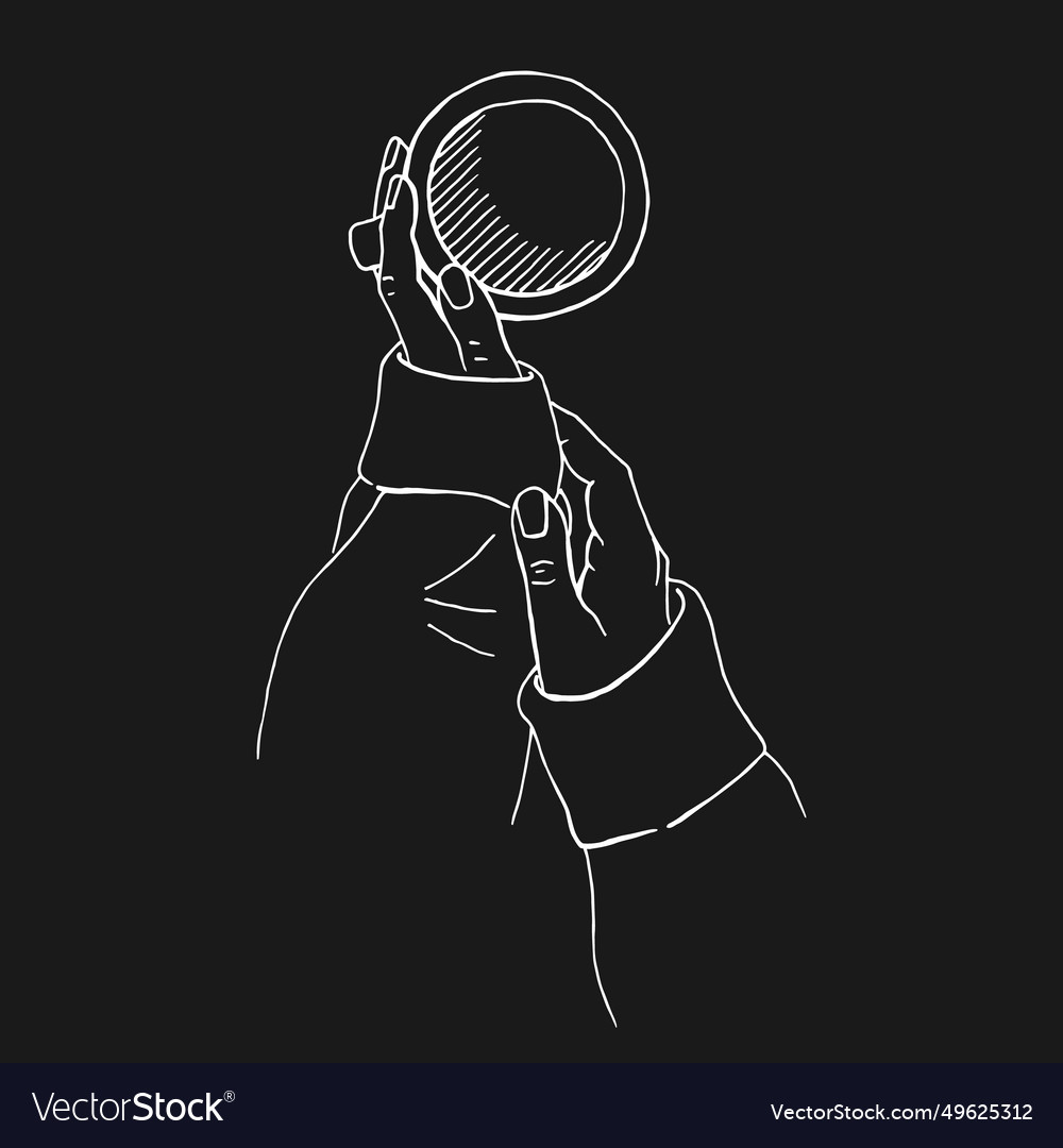 Hand drawn sketch of hands holding a cup Vector Image