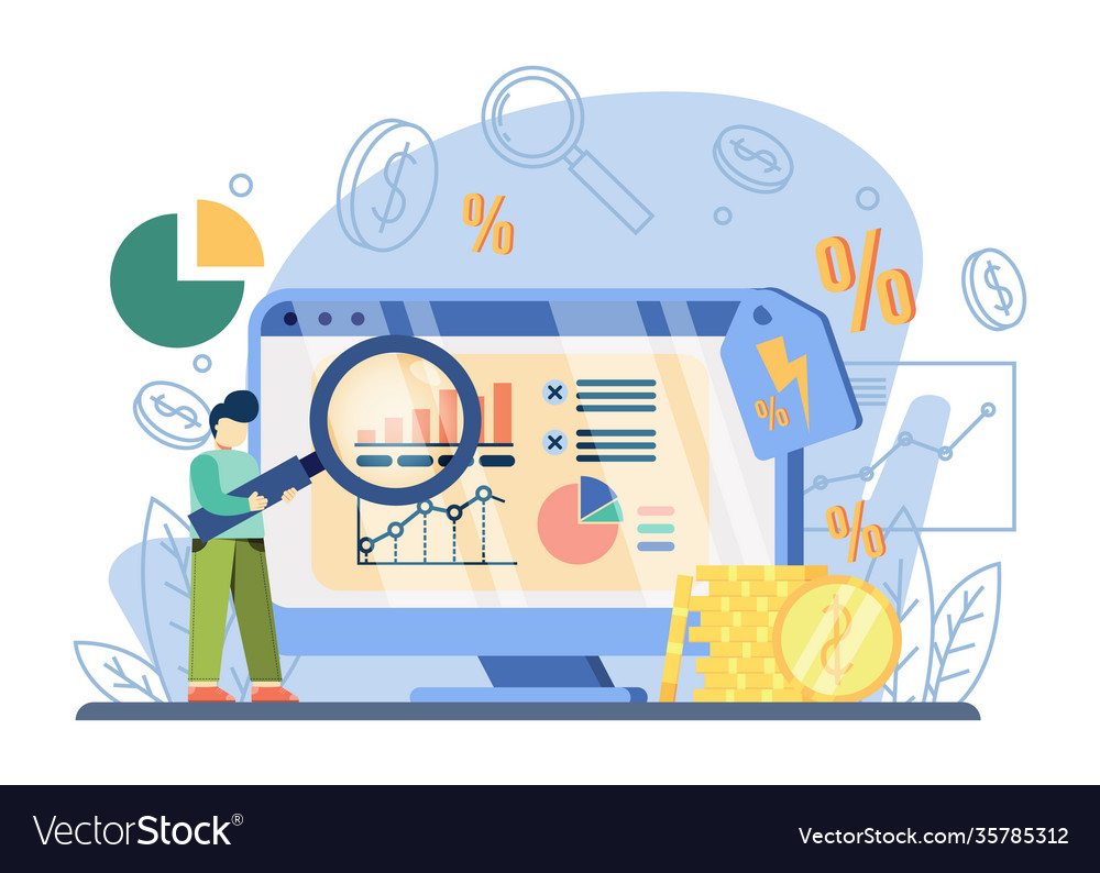 Sales progress concept with chart on monitorsales Vector Image